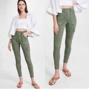 NEW Spanx Stretch Twill Ankle Cargo Pant in Soft Sage Green Medium